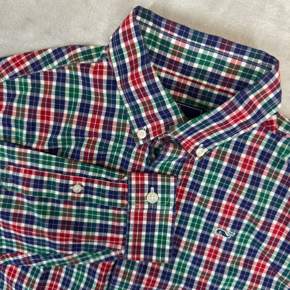Vineyard Vines Button Down Boys L 16-18 Multi Whale Shirt 3W0268 Long Sleeve